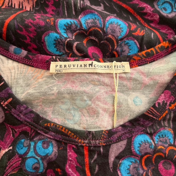 Peruvian Connection NWT XL LS PAISLEY TEE - Picture 5 of 7